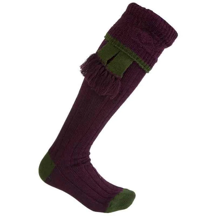 Chaussettes bi-colores Violet, bord vert