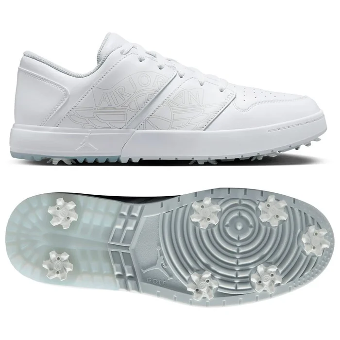 Chaussures avec crampons Nike Jordan Nu Retro 1 G White Pure Platinum Blue Tint