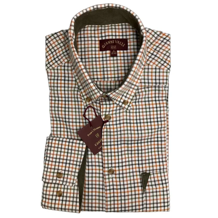 CHEMISE CARREAUX ORANGE KAKI