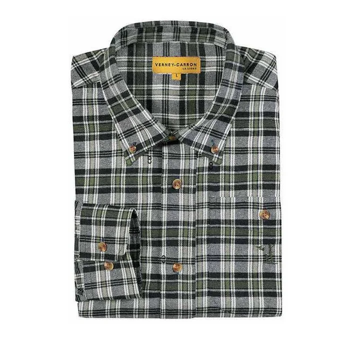 Chemise Grattée Homme Verney Carron Sauldre A Carreaux Kaki
