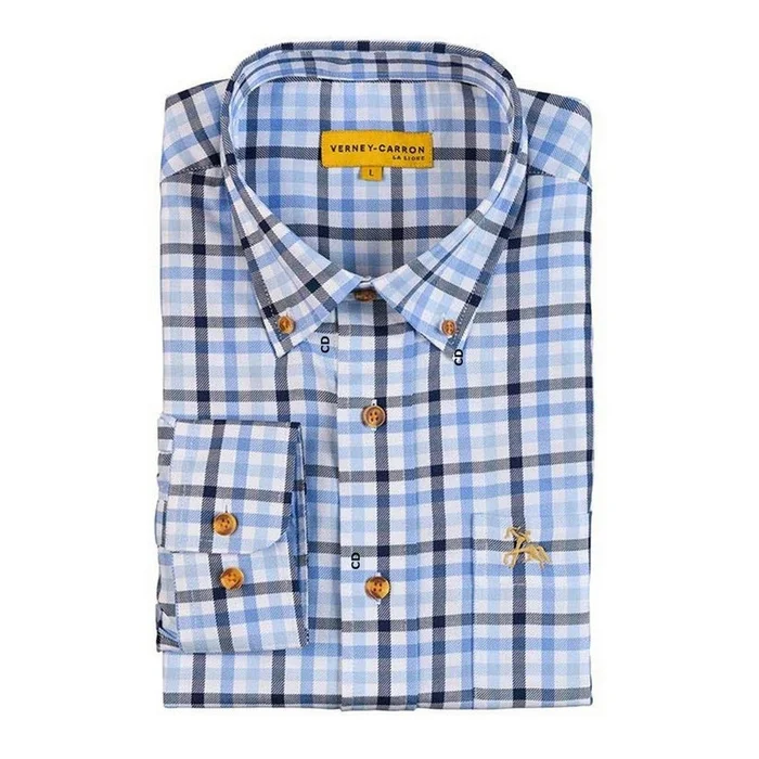 Chemise Homme Verney Carron Billy A Carreaux Bleu Ciel