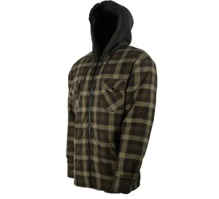 Chemise polaire carreaux verte Sherpa avec capuche TREELAND