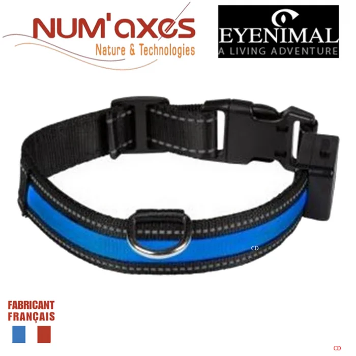 Collier Lumineux Usb Rechargeable Num Axes Light Collars Eyenimal Bleu