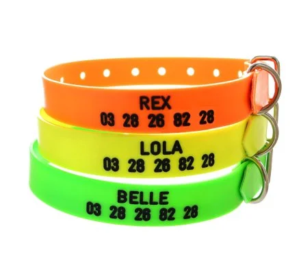 Collier PVC gravé jaune fluo – Image 2