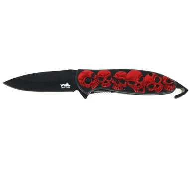 Couteau à lame ouverte Cutter Red Skulls de 8,25″