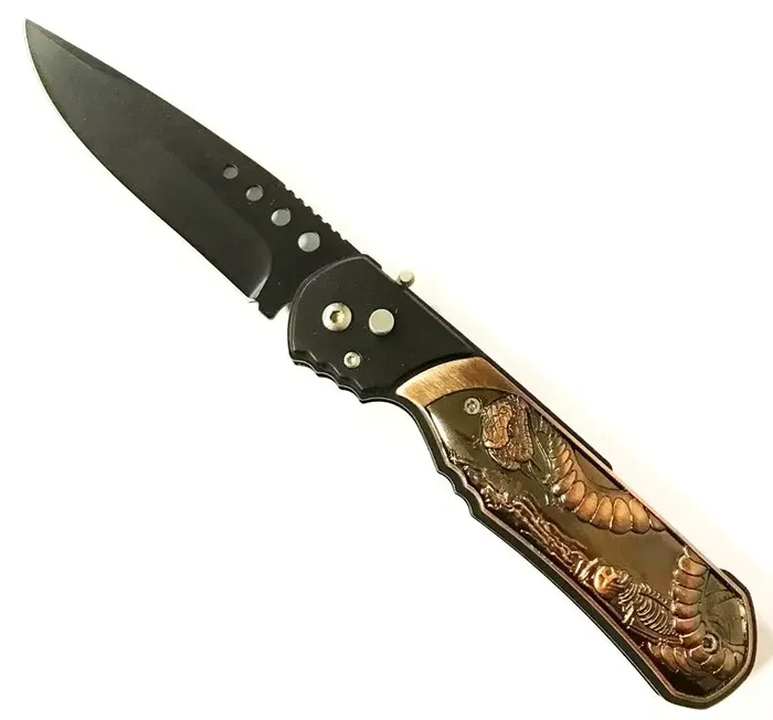 Couteau automatique 22,5cm cran d’arrêt – Déco Serpent cobra