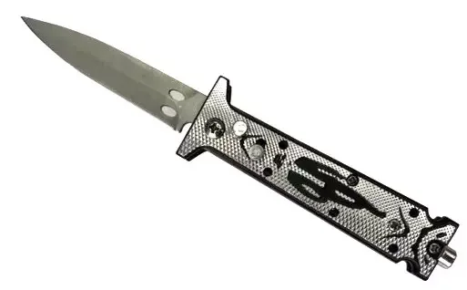 Couteau automatique à cran d’arrêt 16,5cm métal argenté