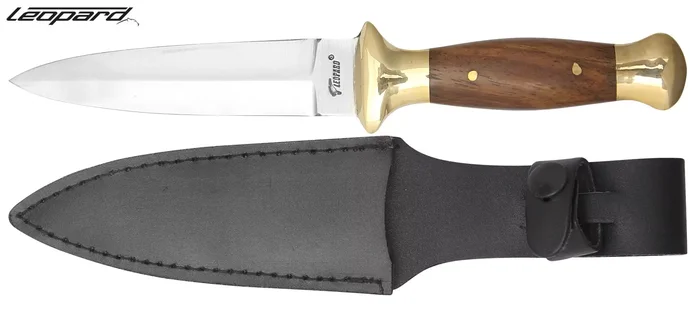 Couteau dague de botte 23,5cm bois et laiton
