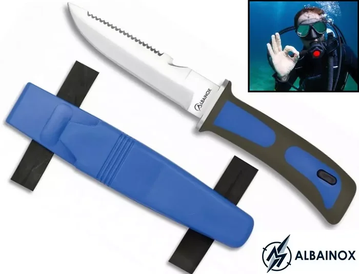 Couteau de plongée sous-marine 23,5cm – bleu ALBAINOX