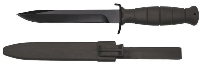 Couteau de terrain MFH Bundesheer FM78 avec étui en plastique, vert olive