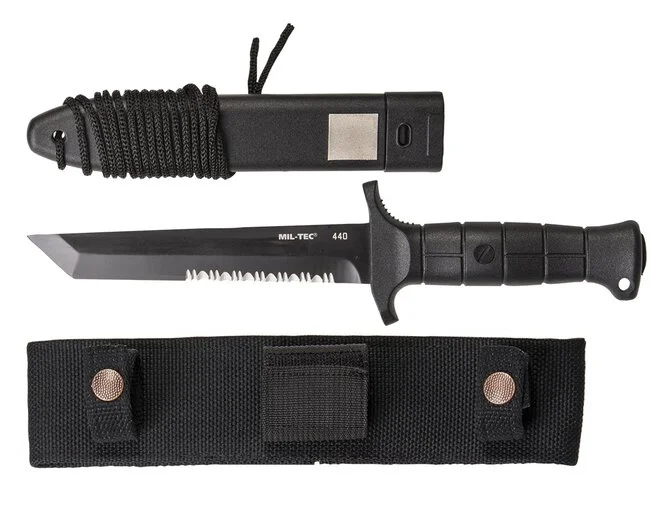 Couteau de terrain Mil-Tec Bundeswehr KM2000 noir, étui multimount