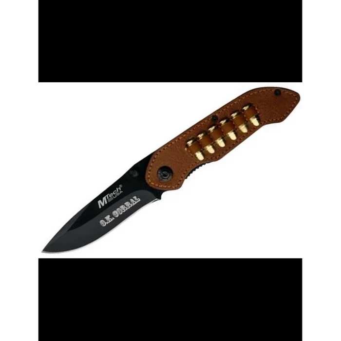 Couteau MTech Manche cuir Design cartouches MT469