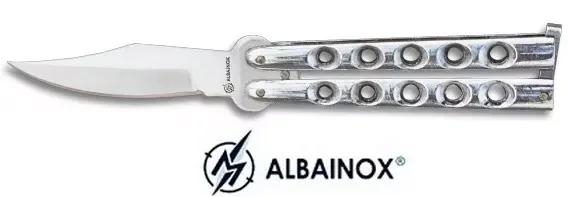 Couteau papillon 18,5cm balisong – argenté
