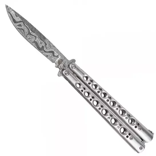 Couteau papillon 24cm balisong design damas