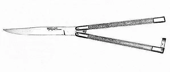 Couteau Papillon argenté, balisong