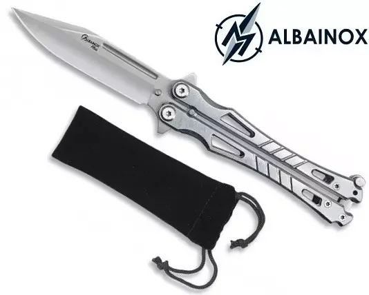 Couteau papillon balisong 20,5cm argenté – ALBAINOX