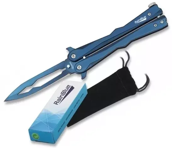 Couteau papillon balisong 21,2cm bleu ALBAINOX