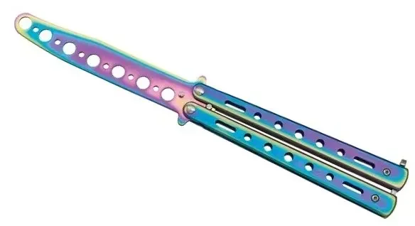 Couteau papillon balisong 22,2cm rainbow entrainement