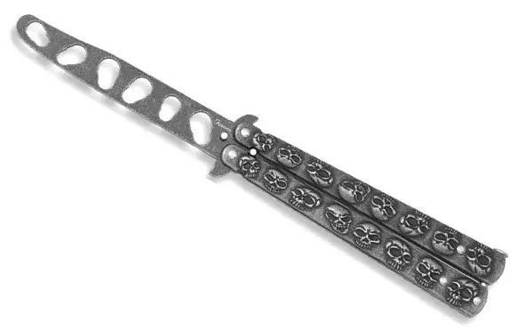 Couteau papillon balisong 22,5cm Squelette Tricks