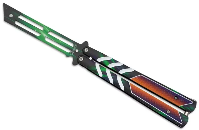 Couteau papillon balisong 23,5cm coloré entrainement