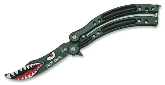 Couteau papillon balisong Angry Shark ALBAINOX