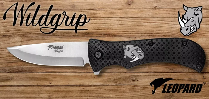 Couteau pliant 21cm LEOPARD design Rhinocéros