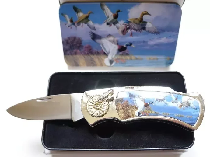 Couteau pliant design + coffret acier – Canards