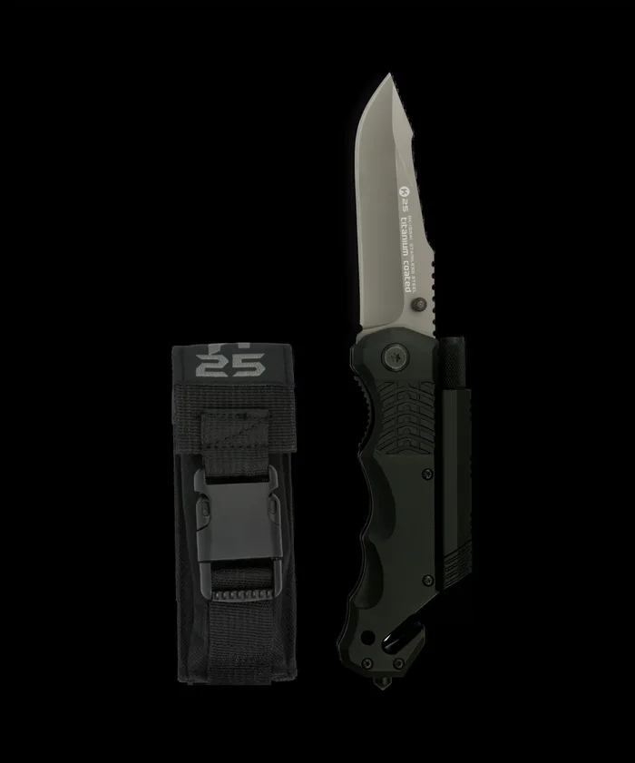 Couteau Pliant K25 Noir Silex et Torche