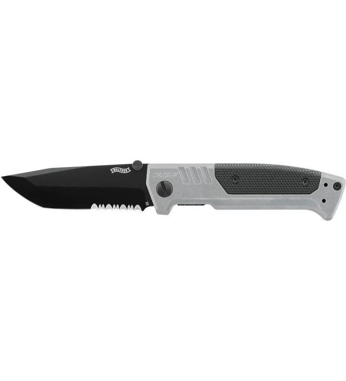 Couteau pliant walther pdp tanto folder tungsten grey – partiellement crantee