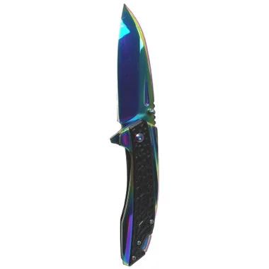 Couteau Speed Safe noir/arc-en-ciel à fente de 7,75 po