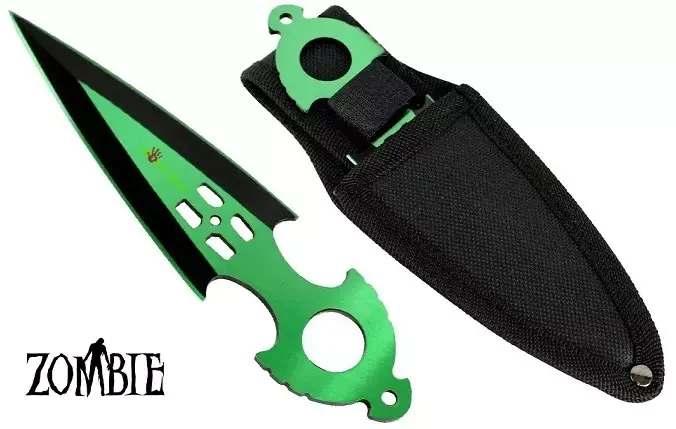 Couteau Zombie dague de lancer 16,4cm – Tout acier inox vert