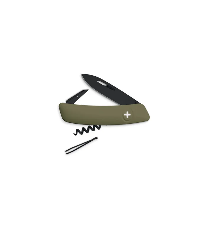 Couteaux suisses Swiza D01 ALLBLACK, olive 7,5 cm