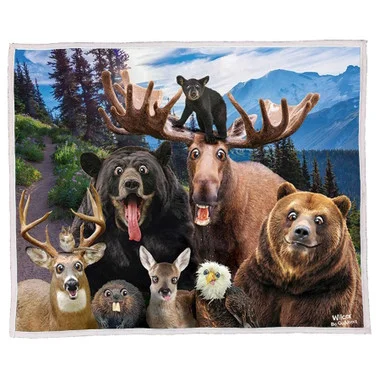Couverture Sherpa Selfie Faune 50×60