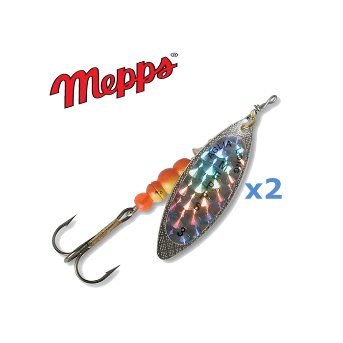 Cuillers Mepps Aglia Long Rainbo Argent Par 2