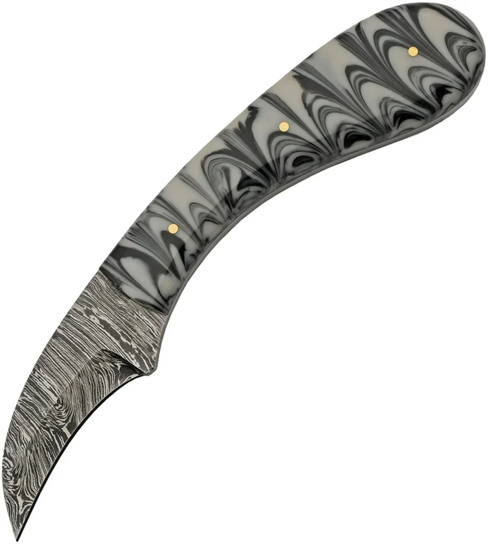 DM1260BK – Damascus Hook Hunter Black Marble