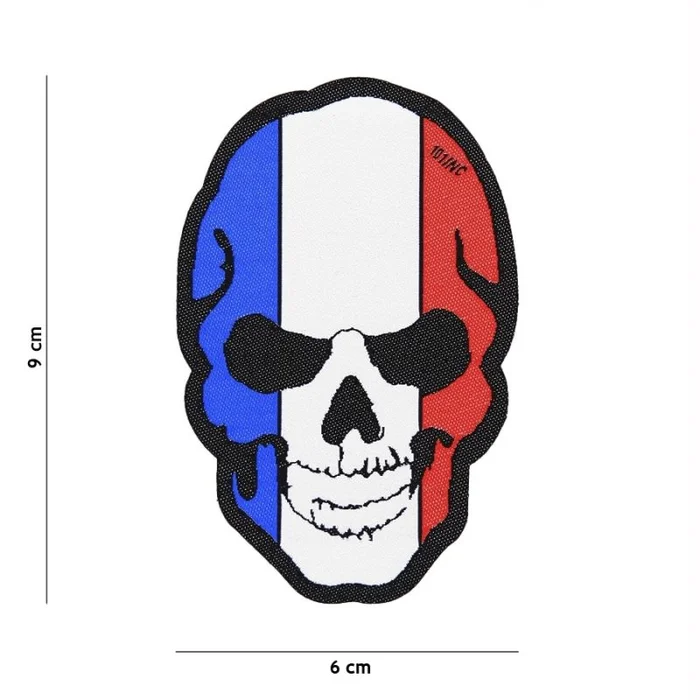 Écusson brodé Tête de mort France Velcro