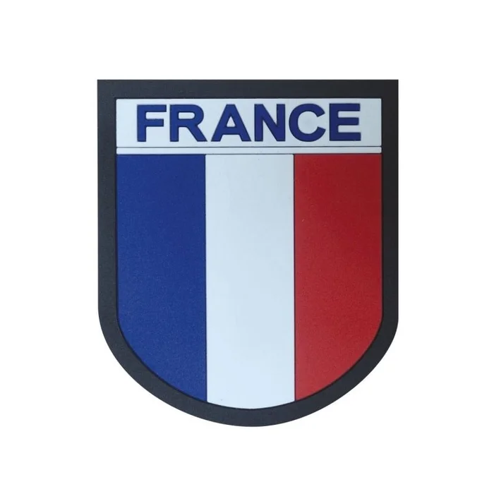 Écusson Drapeau Français PVC Contour noir velcro