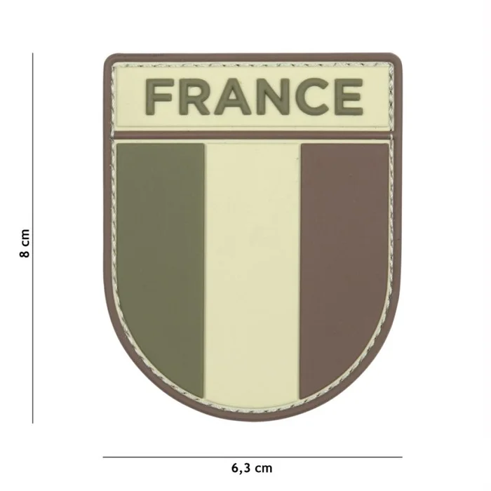 Écusson Drapeau Français PVC désert Velcro