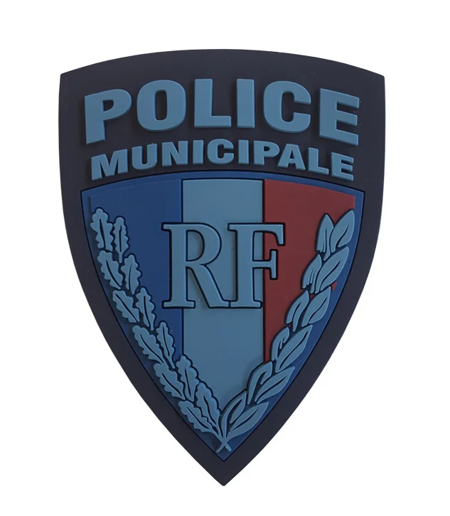 Écusson gomme 3D sur velcro – Police Municipale RF – basse visibilité