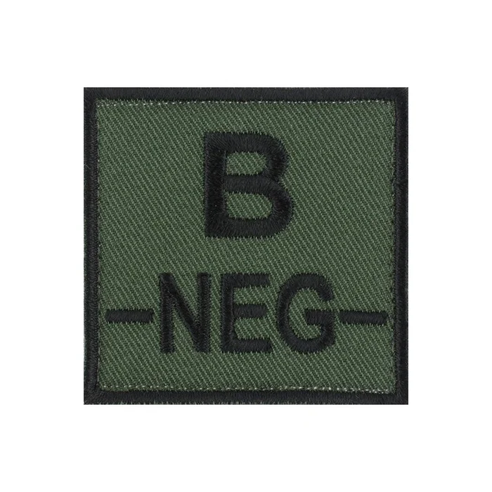 ECUSSON SOIE GROUPE SANGUIN B-NEG- NOIR SUR VERT ARMEE