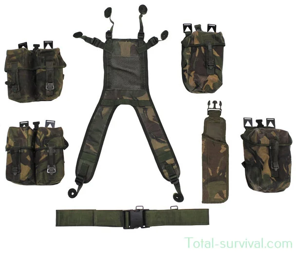 Ensemble de transport de charge tactique britannique PLCE 7-pièces, combat, camouflage DPM