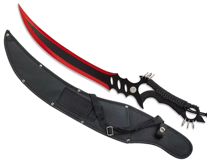 Epée machette MAD MAX 61cm tout acier noir rouge