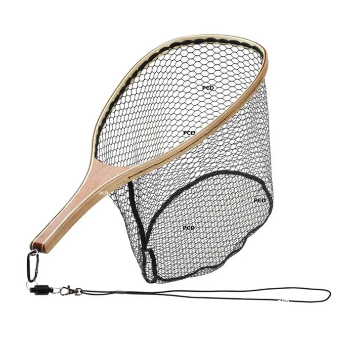 Epuisette Raquette Garbolino Rectangulaire Fixe Bois Filet Caoutchouc + Aimant Gilet