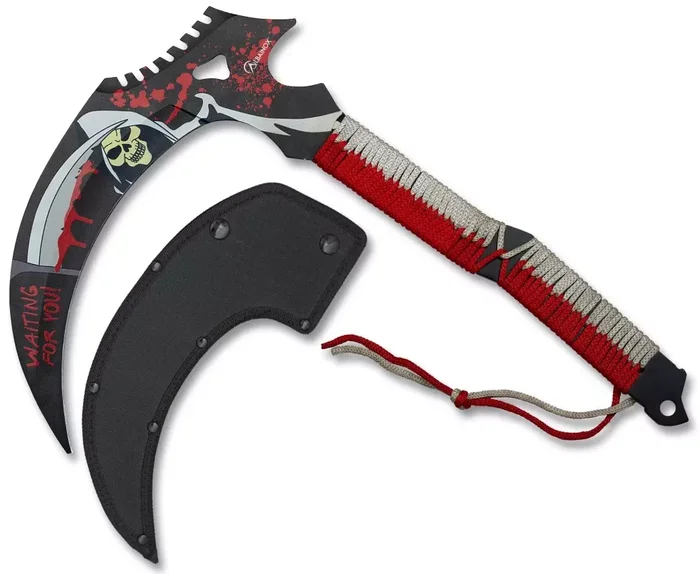 Faucille faux 37cm arme Squelette full tang acier