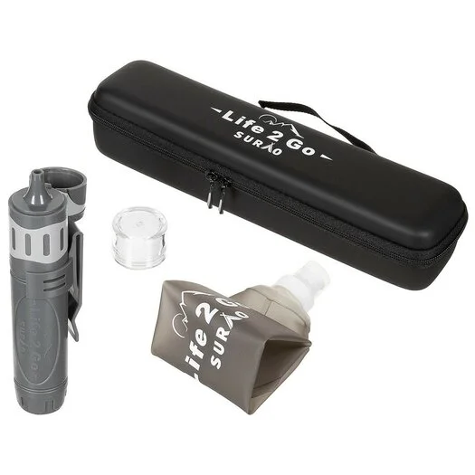 Filtre à eau compact Surao, Life 2 Go Basic, 0,1 micron, gris