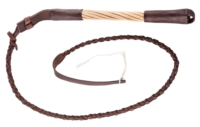 Fouet de chasse à manche torsadé en saule, flotte cuir – Country
