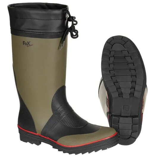 Fox outdoor Bottes en caoutchouc / bottes de chasse, vert olive-noir