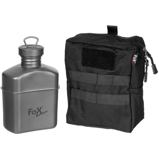 Fox outdoor cantine en titane 1L avec poche, noir