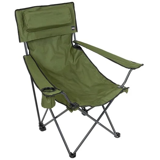 Fox outdoor Chaise pliante, Deluxe, vert olive, dossier et accoudoir