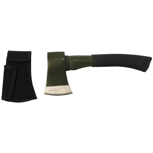 Fox outdoor hache avec manche en fibre de verre et housse de protection 30CM, vert